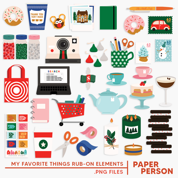 Holiday: My Favorite Things Rub-on Digital Files