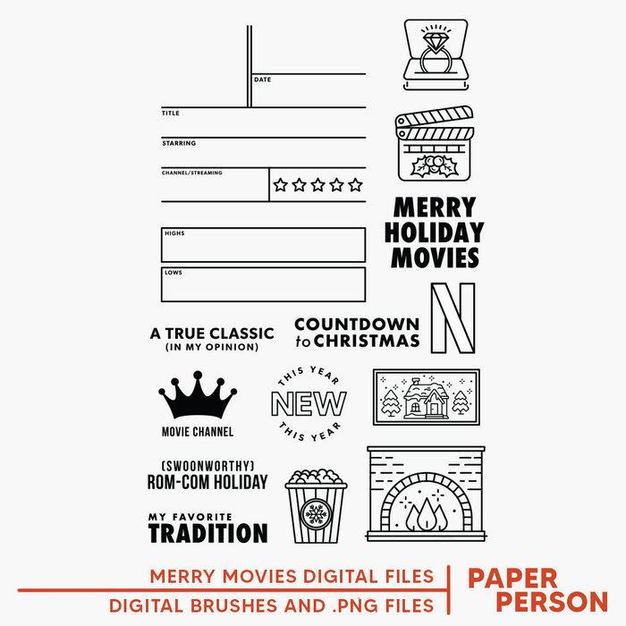Holiday: Merry Movies Stamp Digital Files