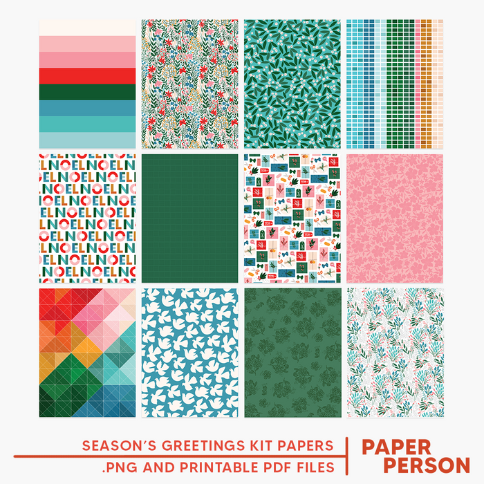 Holiday: Season's Greetings Kit Papers Digital Files