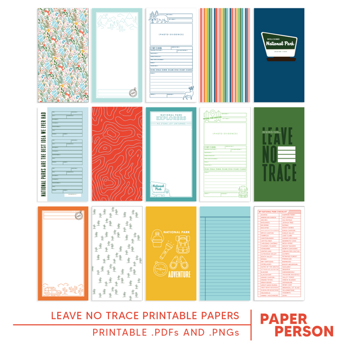 Leave No Trace Printable Papers